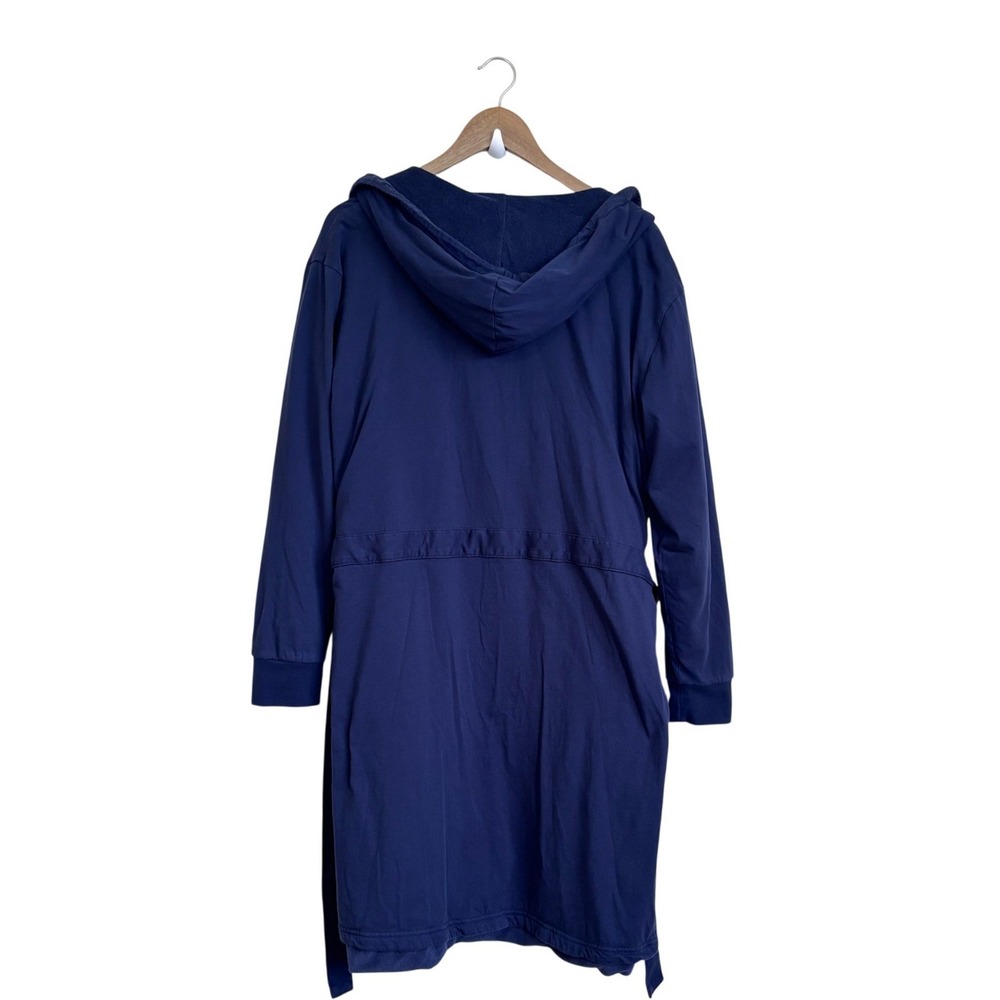 Dude Robe Mens Hooded Lounge Bathrobe Size S/M Navy Tie Closure Pockets - Picture 2 of 9
